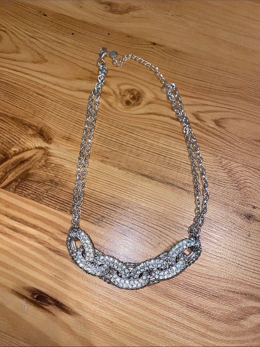 Silver Crystal Link Statement Necklace - Women Jewelry